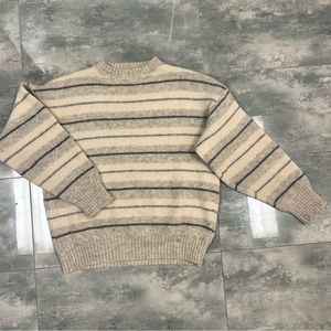 Hilda Ltd. 100% wool made in Iceland pullover vintage gray striped sweater